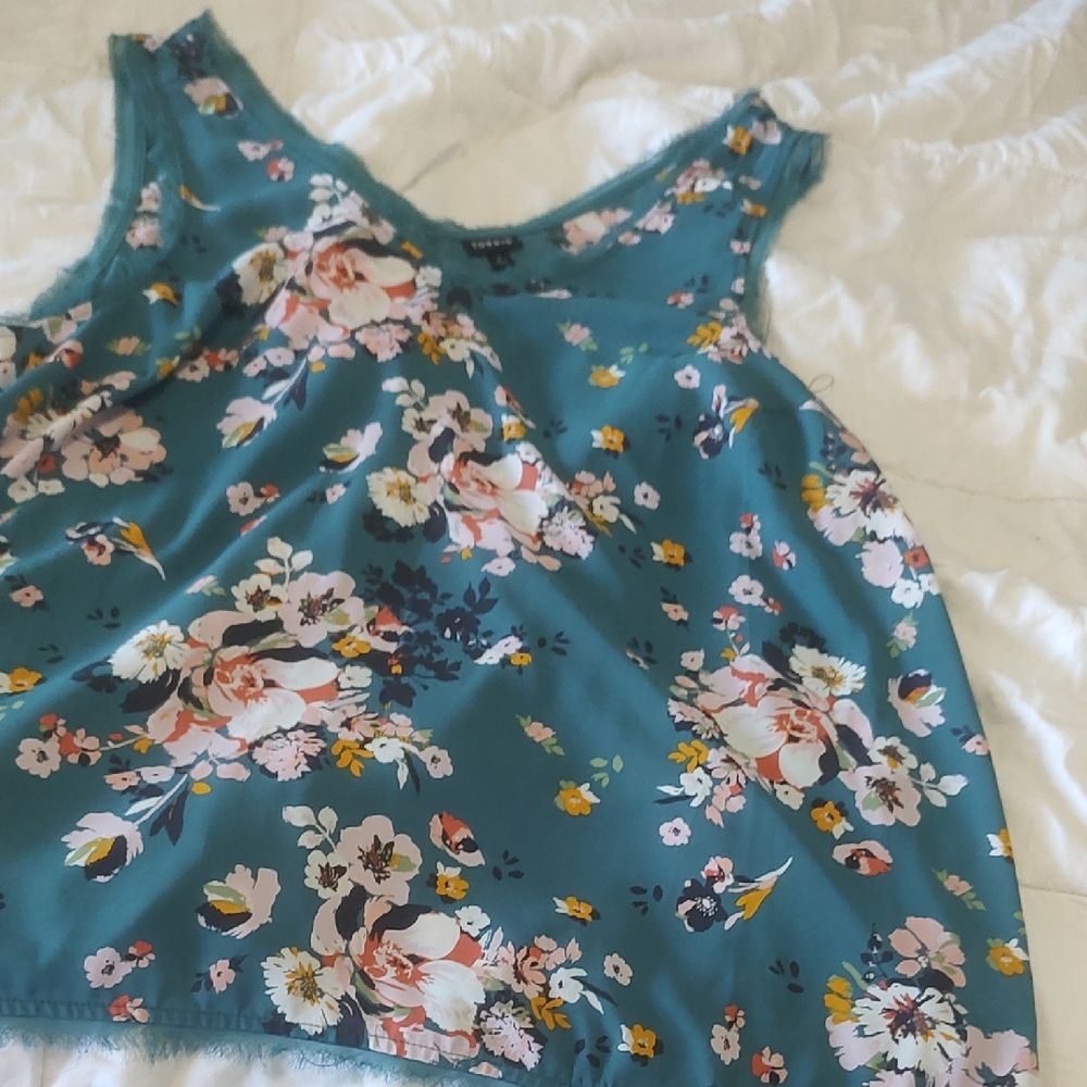Floral Sleeveless Top - Teal